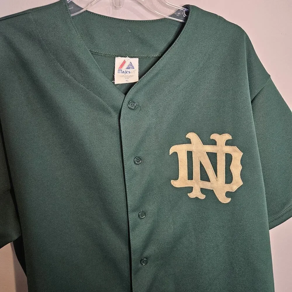 Vtg Majestic Notre Dame Basketball Warm Up Shirt Jersey Sht Sleeve USA, Mens XL